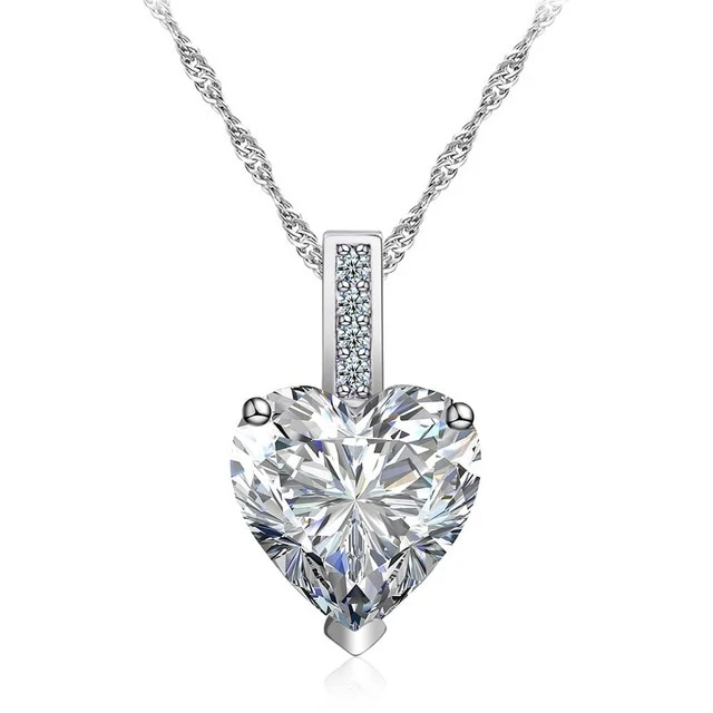 Beiver White Gold Color Crystal Heart Pendant Necklace