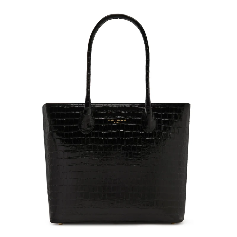 Isabel Bernard Honoré Lysanne Croco Zwarte Kalfsleren Shopper IB25024