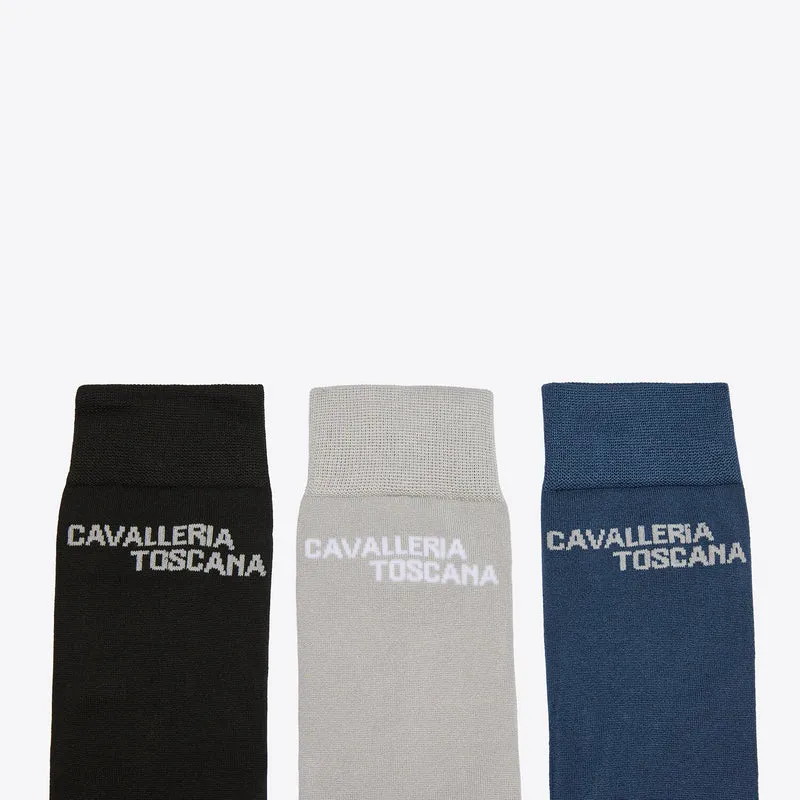 Cavalleria Toscana Jacquard Logo Socks - 3 Pack
