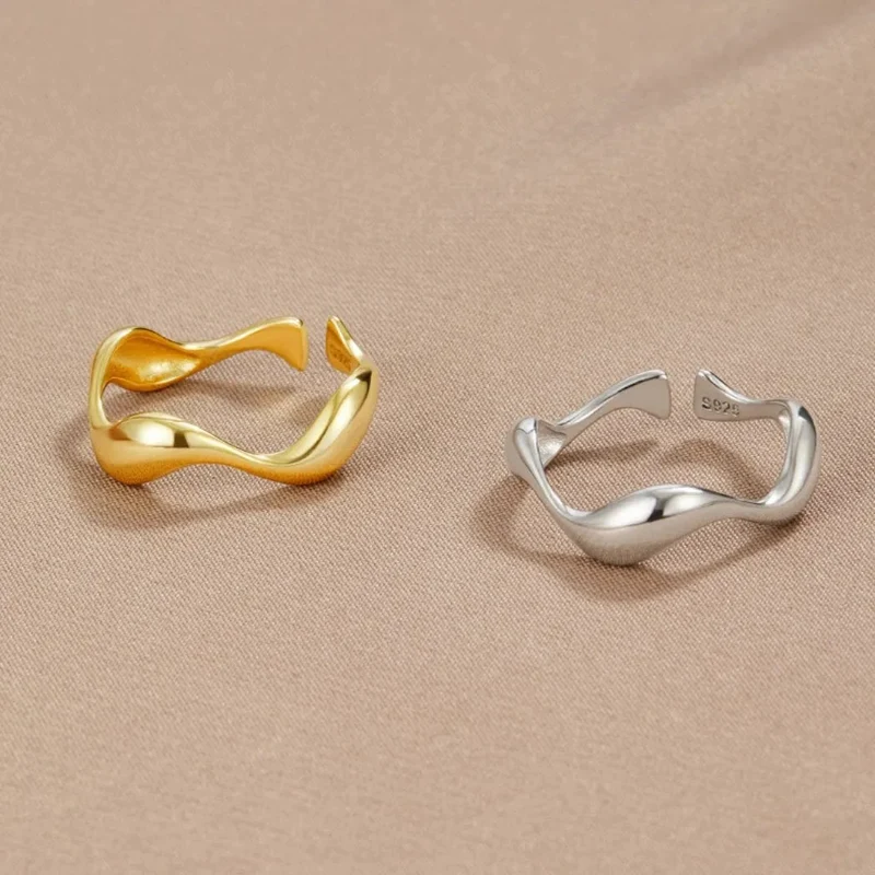 Clarise - Adjustable Ocean Wave Ring Sterling Silver Gold Plated