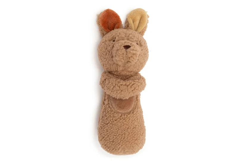Jollein - Rattle – Kangaroots | Zachte Baby Rammelaar voor Eerste Ontdekkingen
