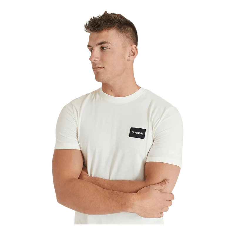 Calvin Klein Turn-up Sleeve Badge T-shirt Egret