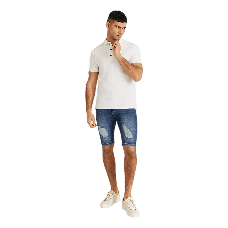 Distressed Denim Shorts Midstone