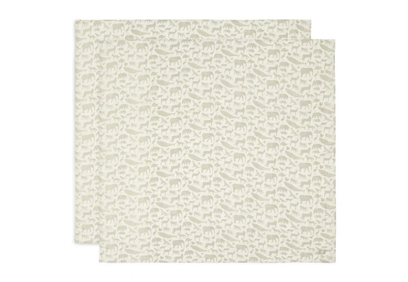 Jollein Hydrofiele Multidoek Large 115 x 115 cm Animals Olive Green (2 pack)