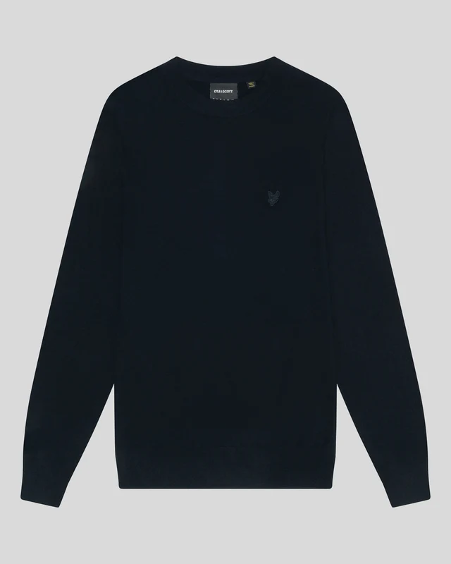 Lyle & Scott Herentrui met ronde hals van lamswol | Donkerblauw