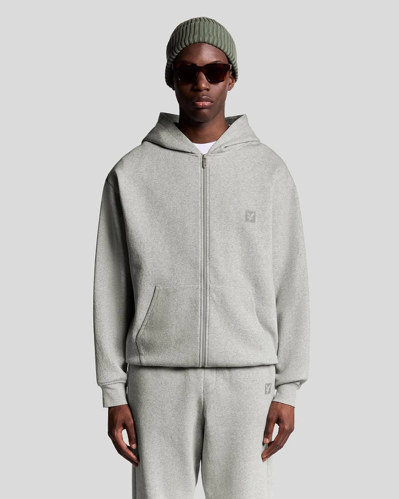 Lyle & Scott Heren Lounge Hoodie met volledige ritssluiting | Lichtgrijs gemêleerd