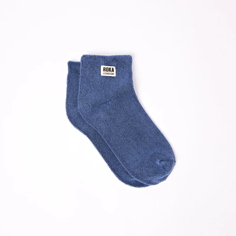 ROKA Watford biologische katoenen crop sokken | Kustblauw