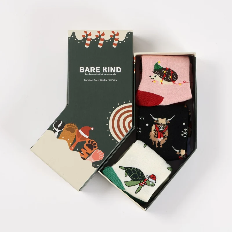 Bare Kind Kerstkousen van roze en groene bamboe | 3-pack