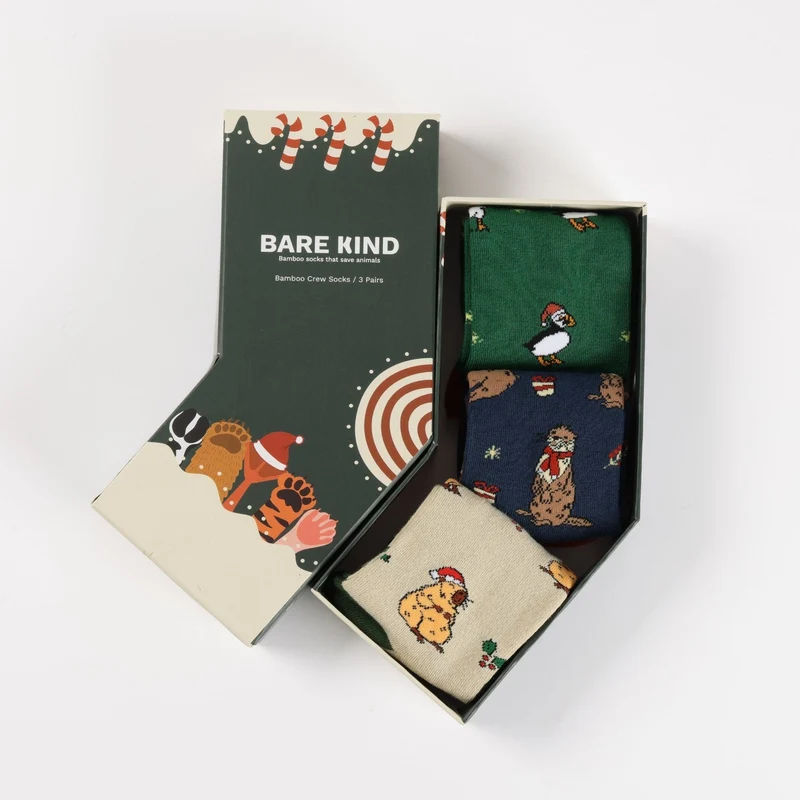 Bare Kind Kerstkousen van rood en groen bamboe | 3-pack