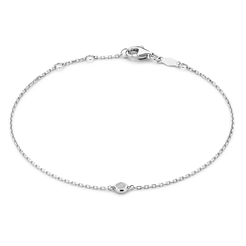 Isabel Bernard De la Paix Alfie 14 karaat witgouden armband | diamant 0.05 ct | IBD320004