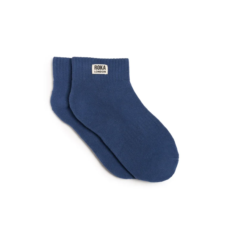ROKA Wembley Biologisch Katoenen Crop Sokken - Kustblauw
