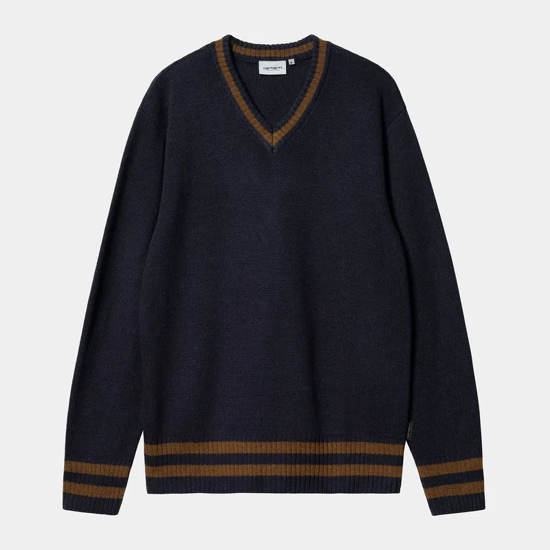 Carhartt WIP Heren Stanford trui - marineblauw / diep Hamilton bruin