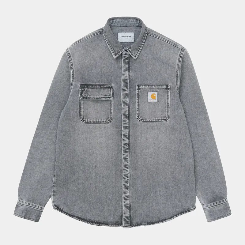 Carhartt WIP Heren Salinac overhemdjack - Zwart licht gebruikte wassing