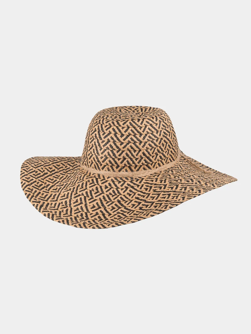 Belle - Toyo flaphoed met brede rand - Zwart
