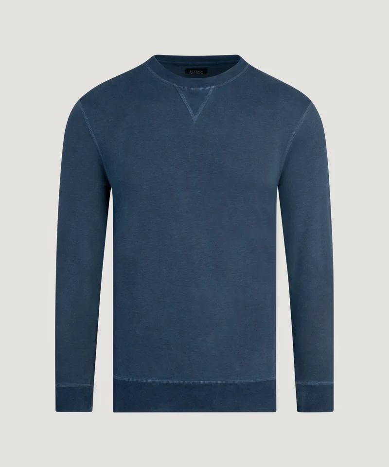 Jersey sweatshirt garment-dyed katoen indigoblauw