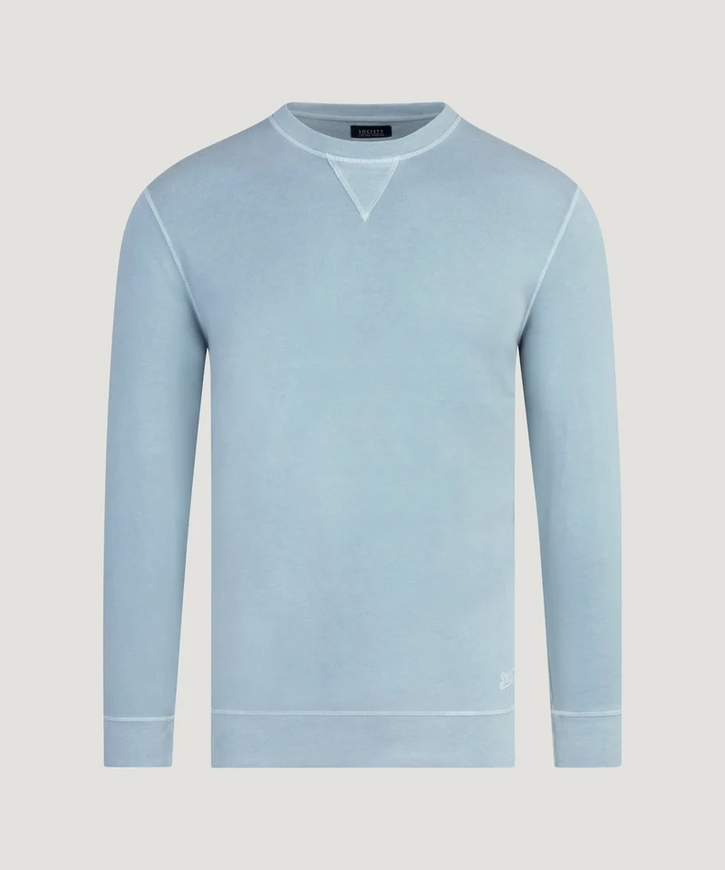 Jersey sweatshirt garment-dyed katoen lichtblauw