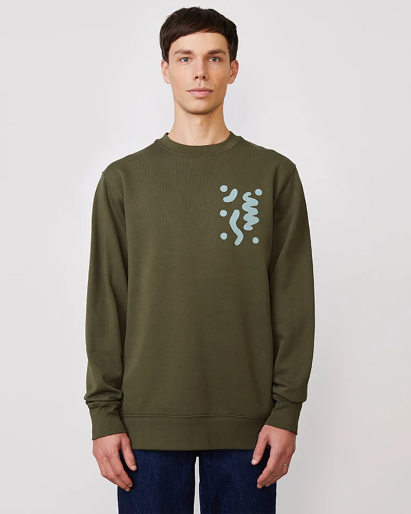 PÄÄLÄ heren sweater QUANTUM KHAKI biologisch katoen
