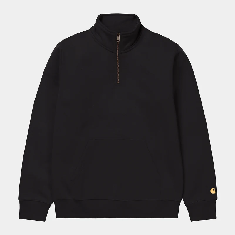 Carhartt WIP Chase sweatshirt met halve rits voor heren - zwart / goud