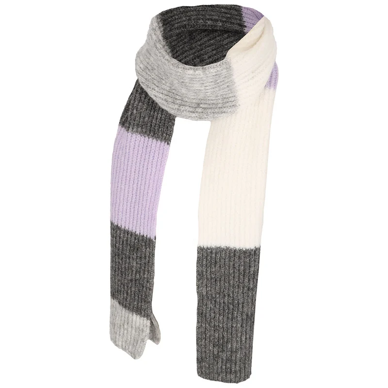 Winter sjaal meisjes grijs-wit met lila