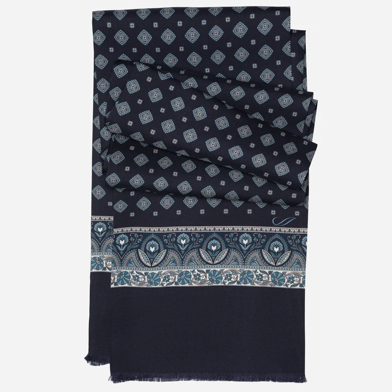Ancona - Silk Scarf - Navy