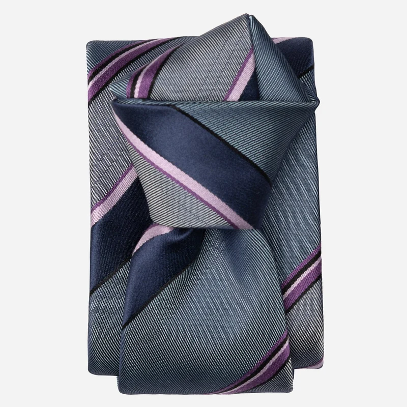 Rufino - Silk Jacquard Tie - Steel Blue and Lavender