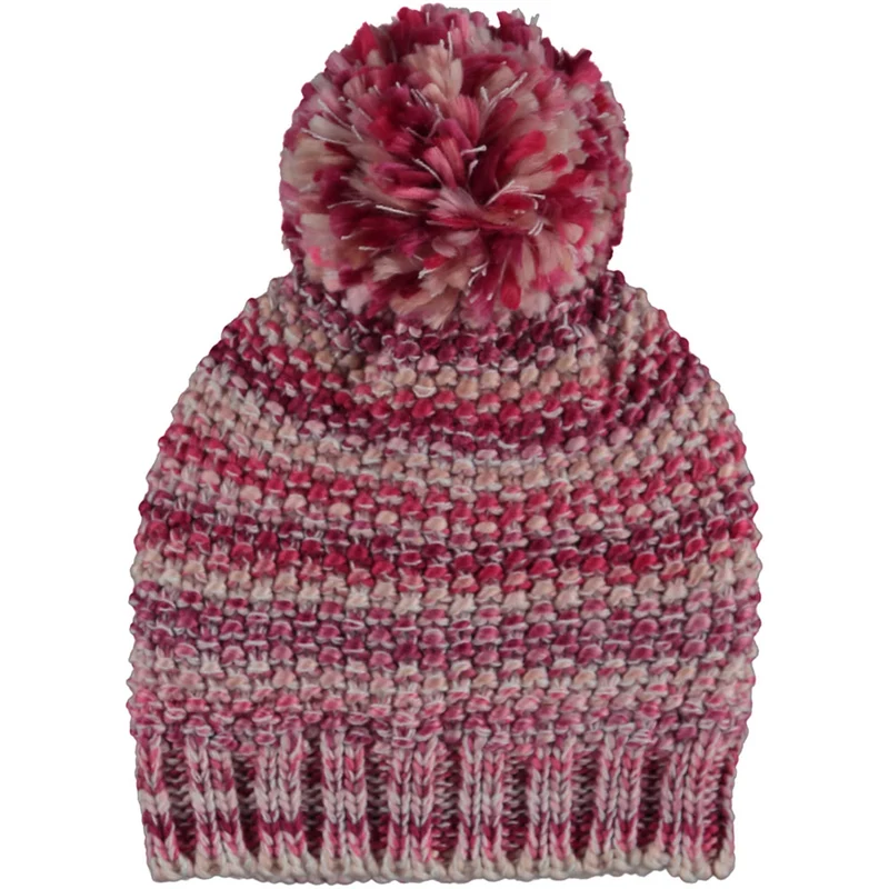 Meisjes muts roze met pompon