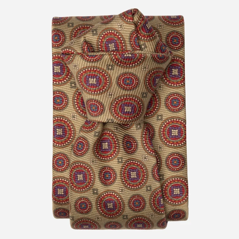 Farnese- Printed Madder Silk Tie - Sage Green