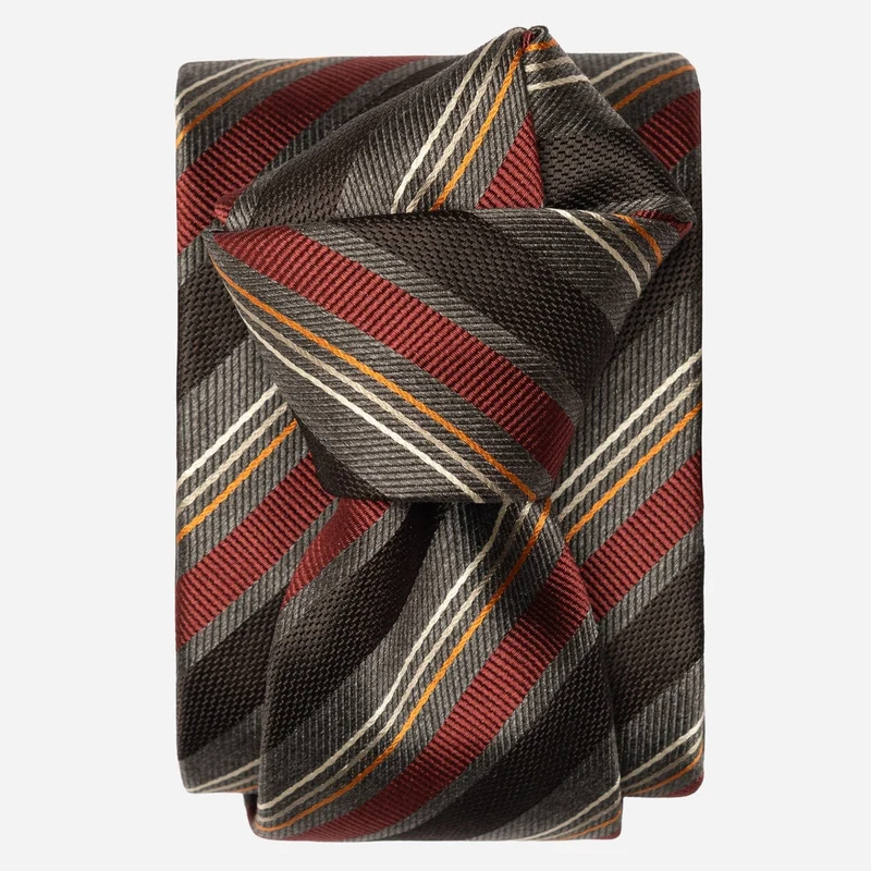 Espada - Silk Jacquard Tie - Steel Grey and Burgundy