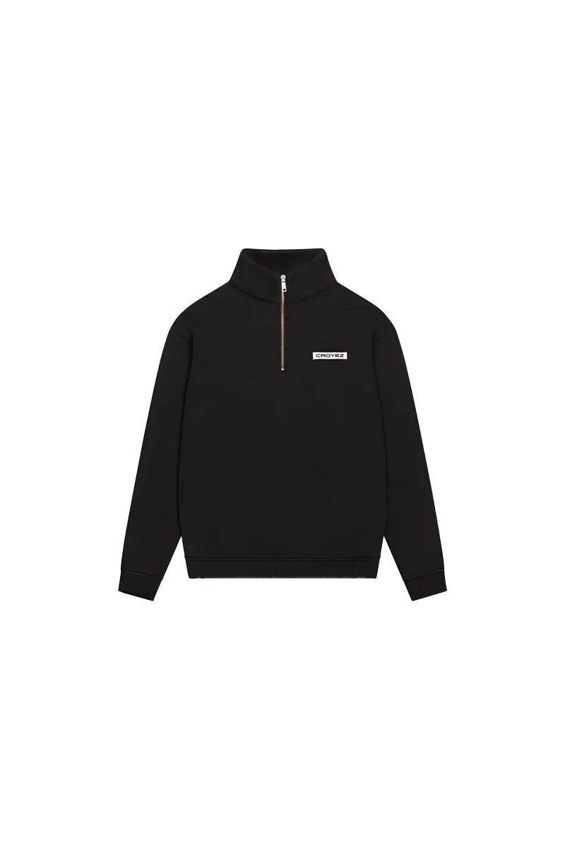 CROYEZ SWEATER ETIQUETTE HALF-ZIP SWEATER ZWART