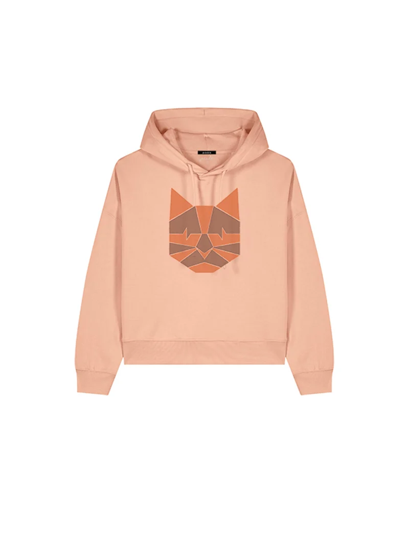 Peach hoodie met opdruk feline fraiche peche