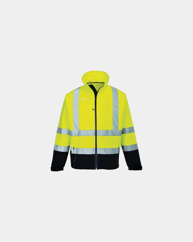 Softshell tweekleurig hi-vis ademend om te personaliseren