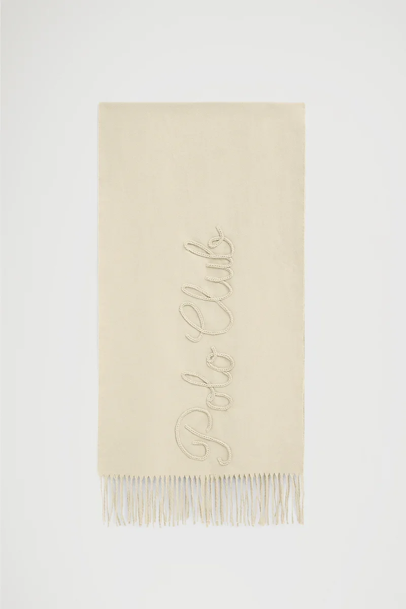 Bufanda beige en mezcla de lana con diseño gráfico Polo Club