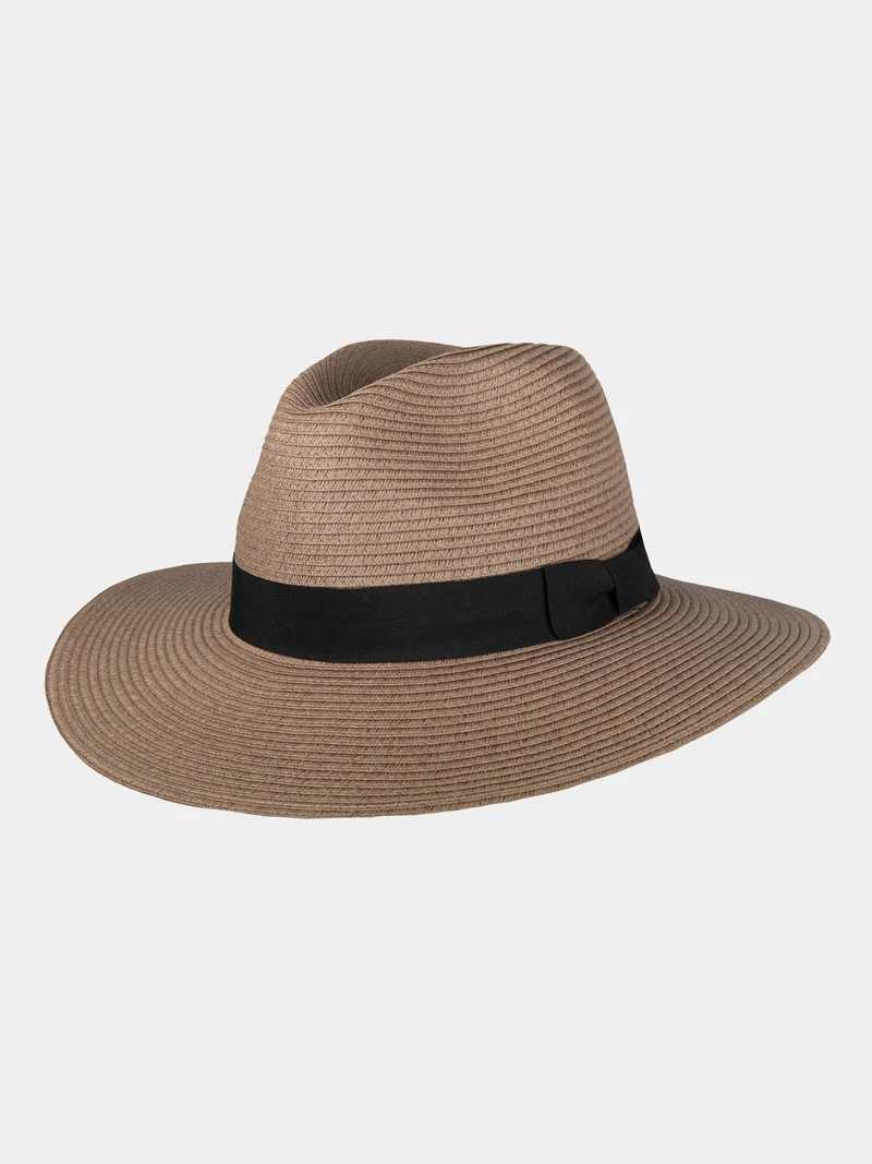 Demi - Toyo hoed met brede rand - Taupe