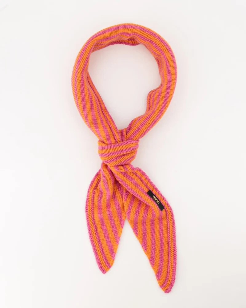 Cashmere sjaaltje Kaia gestreept Oranje/fuchsia