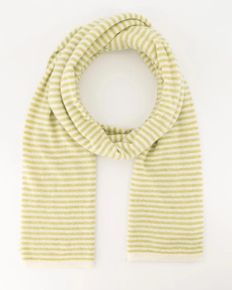 Cashemere sjaal Cassy gestreept Mosgroen/creme
