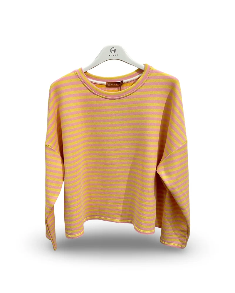 Oversized t-shirt met ronde hals en strepen Roze/geel
