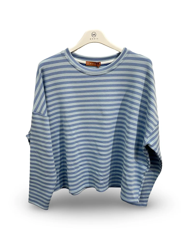 Oversized t-shirt met ronde hals en strepen Lichtblauw/blauw