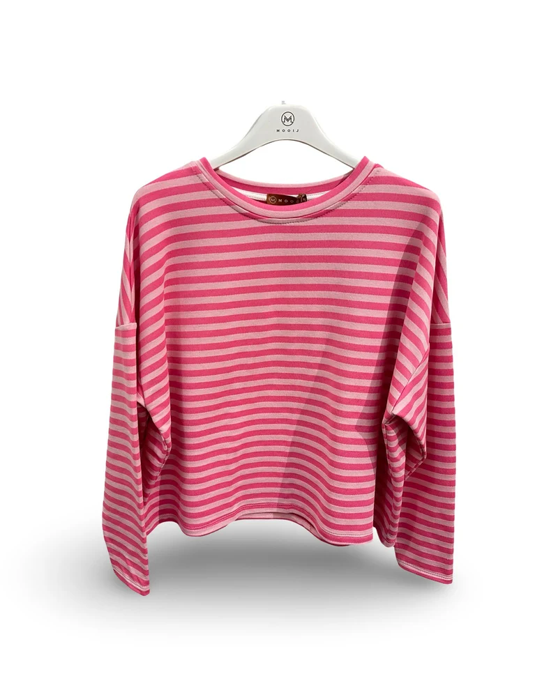 Oversized t-shirt met ronde hals en strepen Lichtroze/roze