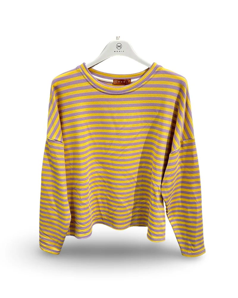 Oversized t-shirt met ronde hals en strepen Geel/paars