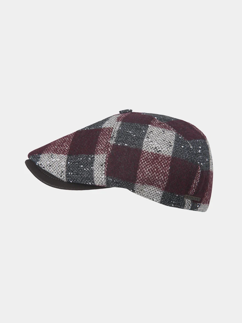 Xiam - Geblokte flat cap - Bordeaux rood