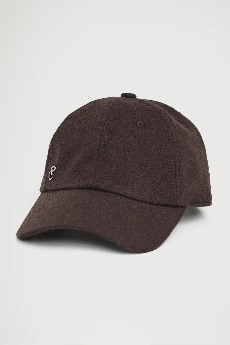 Gorra marrón oscuro vigoré en mezcla de lana con logo metálico Polo Club