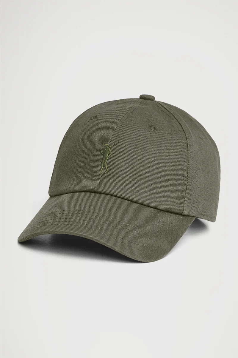 Gorra verde militar de seis paneles con logo Rigby Go