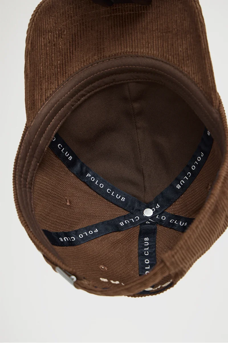 Gorra marrón de pana con logo Rigby go