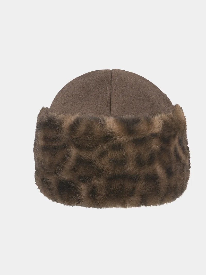 Elvira - Muts voor dames met luipaard patroon - Bruin