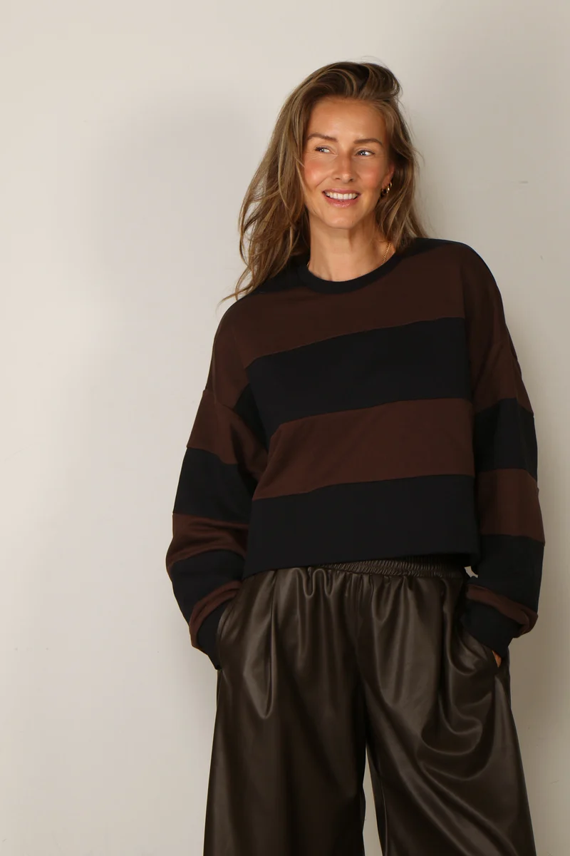 Johny - Sweater - Derek - Navy/Brown