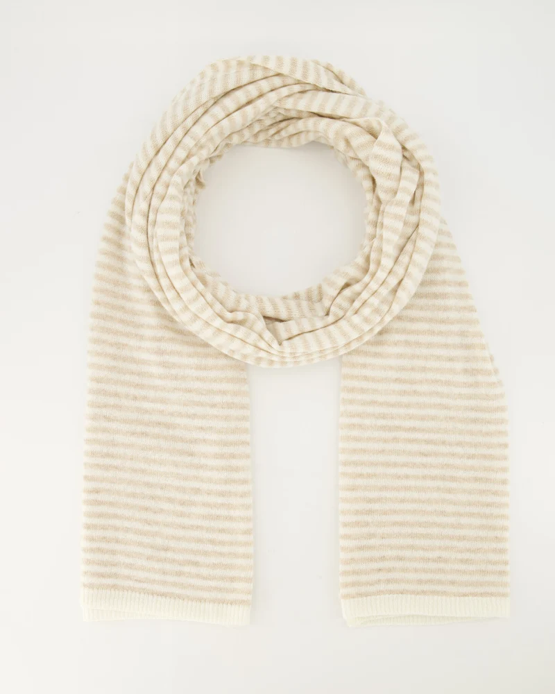 Cashemere sjaal Cassy gestreept Creme/roomwit