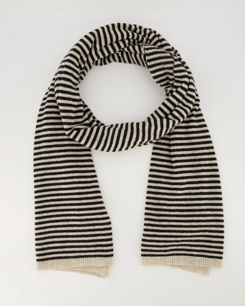 Cashemere sjaal Cassy gestreept Zwart/creme