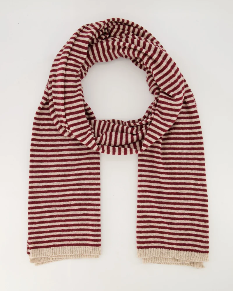 Cashemere sjaal Cassy gestreept Burgundy/creme