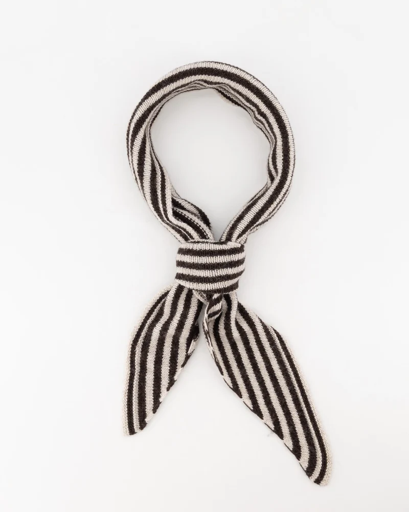 Cashmere sjaaltje Kaia gestreept Donkerbruin/creme