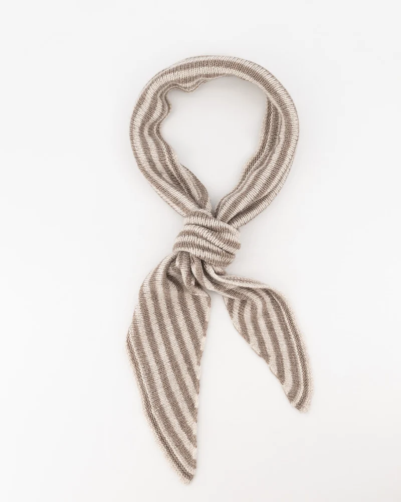 Cashmere sjaaltje Kaia gestreept Taupe/creme